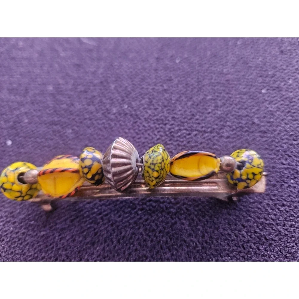 Unique‎ one of a kind Vintage Mixed Material Beaded Hair Barrette